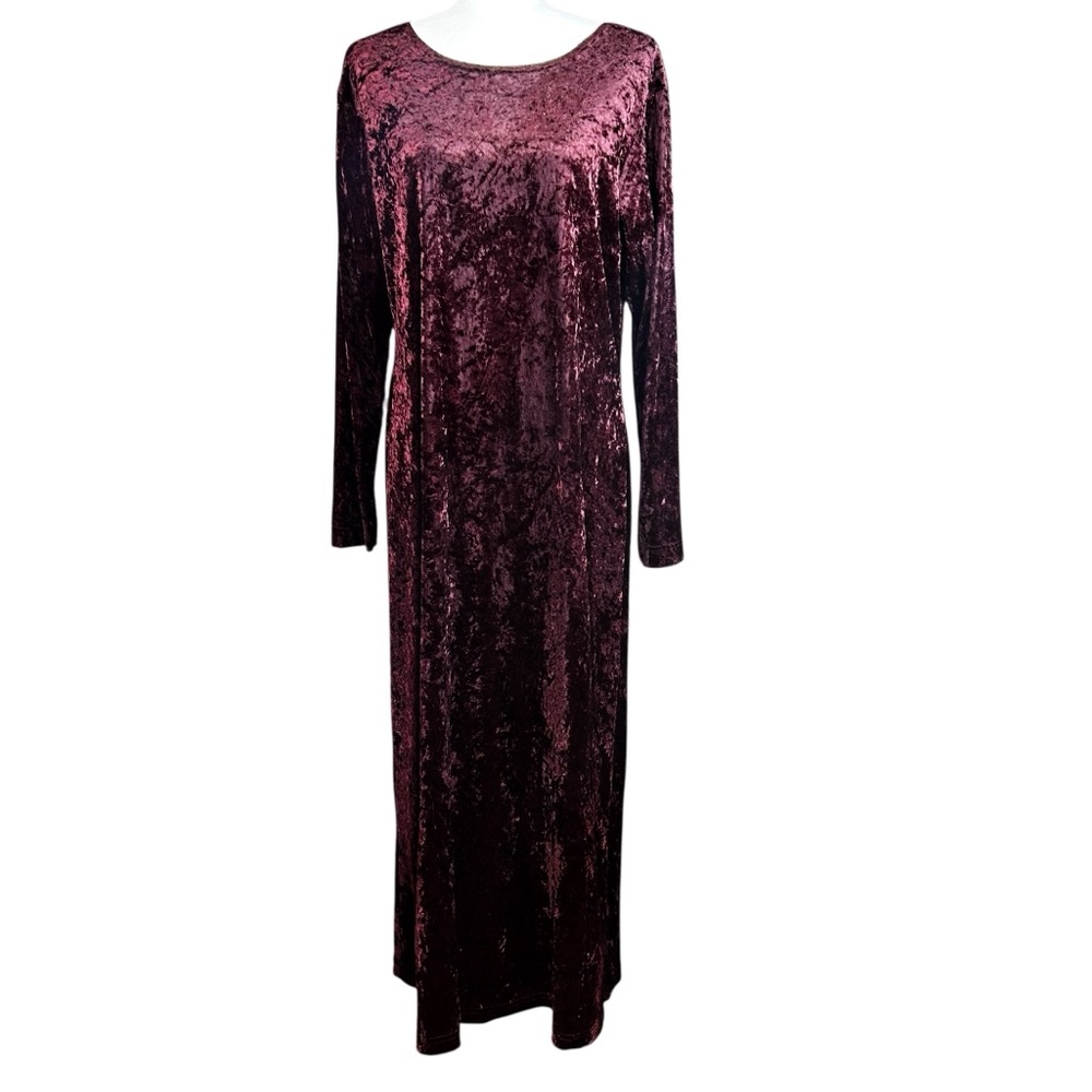 Vintage Crushed Velvet Maxi Dress 12/14 Whimsigoth Dark Romantic Gothic - Picture 2 of 10